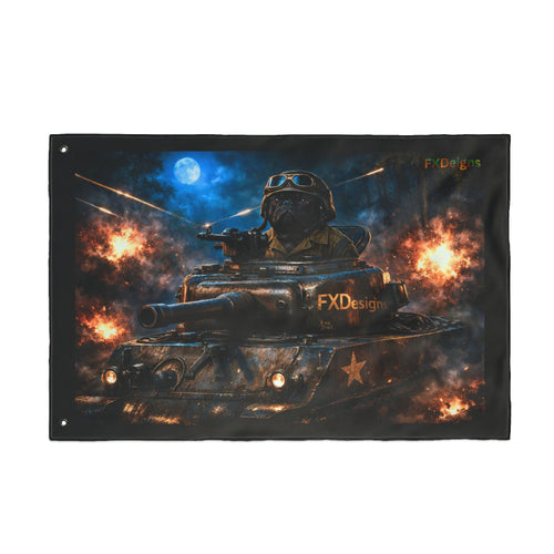 Battle Tank Double-Sided Flag – Military Tank Night Combat Decor