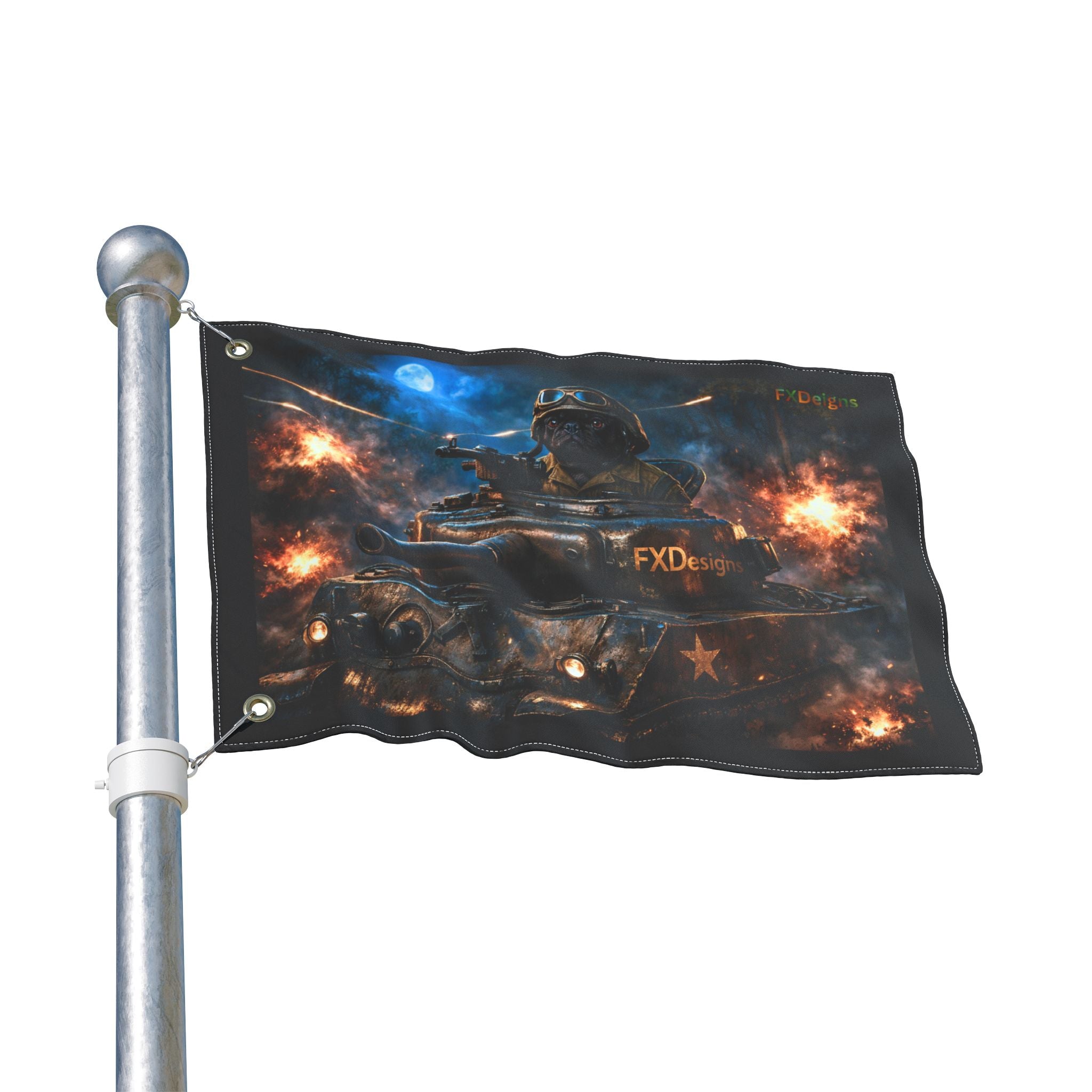 Battle Tank Double-Sided Flag – Military Tank Night Combat Decor