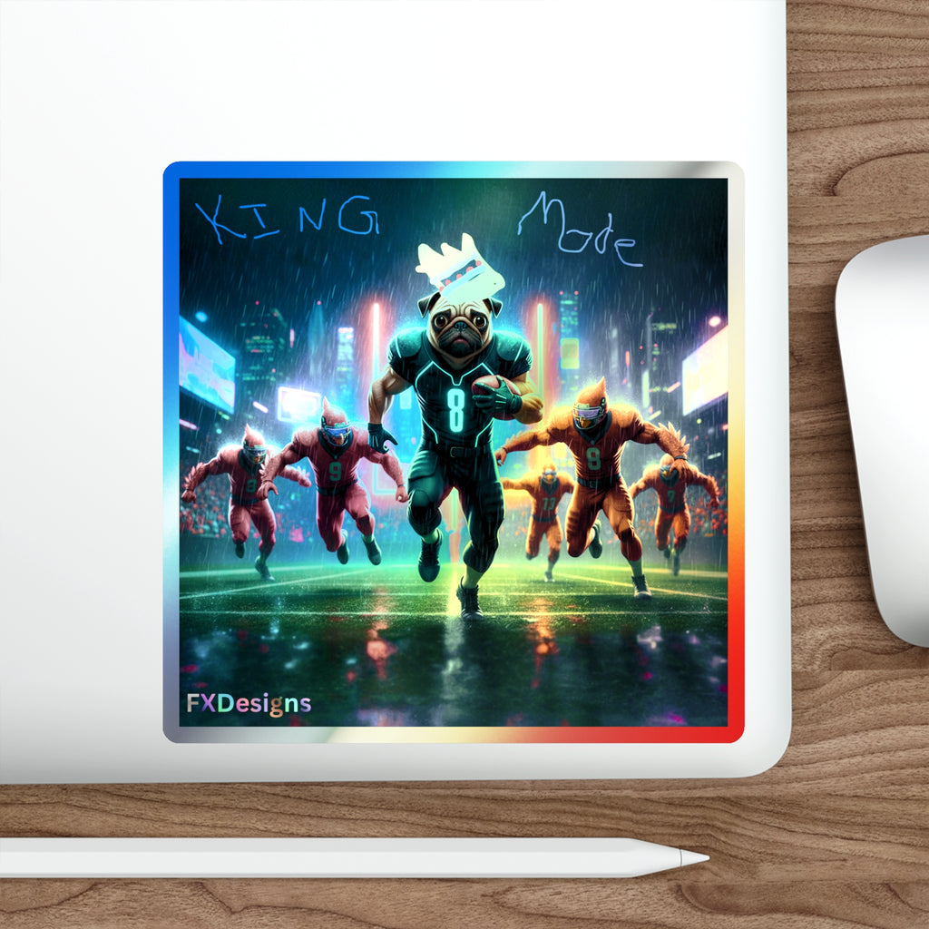 Holographic 'King Mode' Football Player Die-Cut Sticker