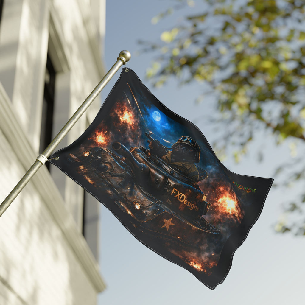 Battle Tank Double-Sided Flag – Military Tank Night Combat Decor