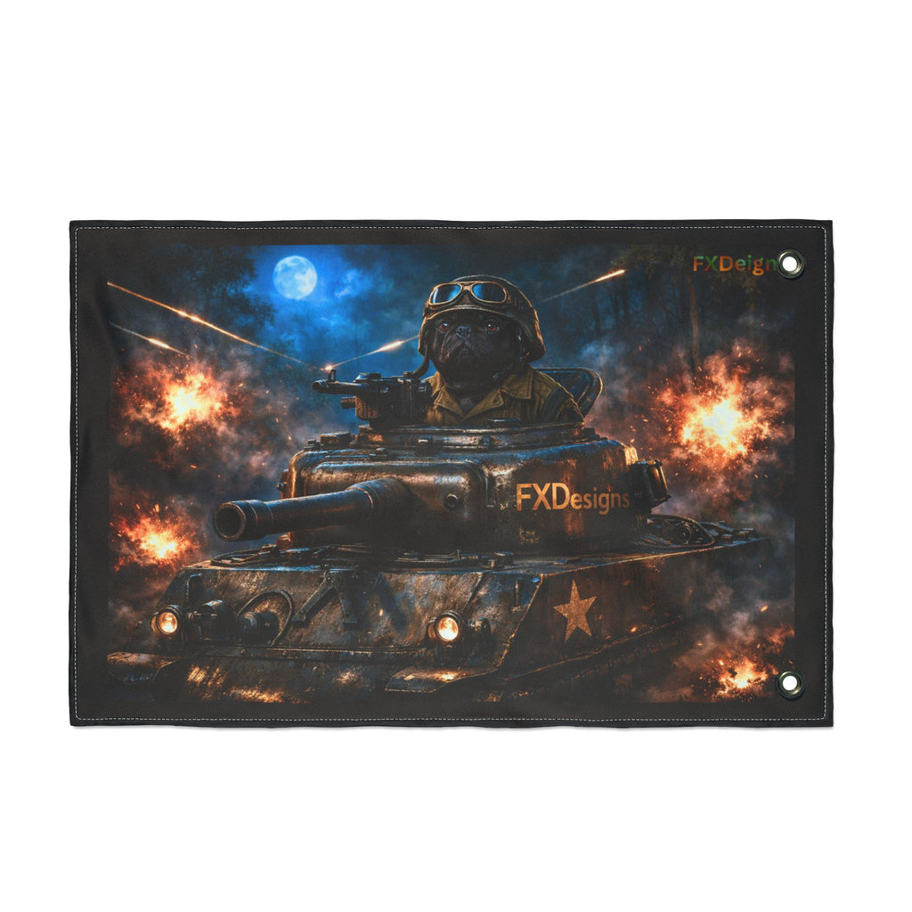Battle Tank Double-Sided Flag – Military Tank Night Combat Decor