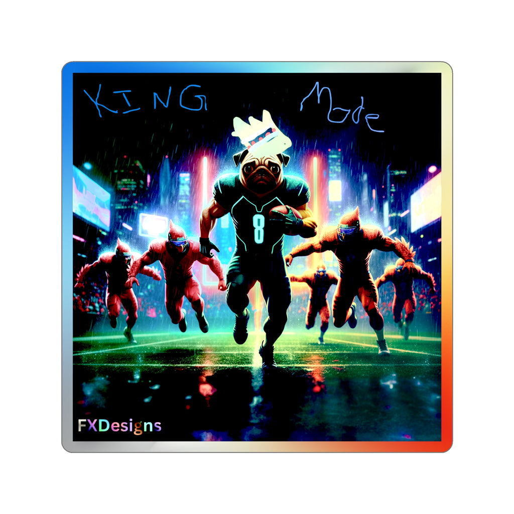 Holographic 'King Mode' Football Player Die-Cut Sticker